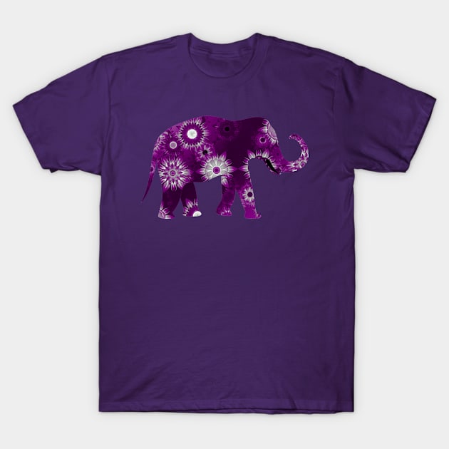 Ace Pride Elephant with Flowers T-Shirt by VernenInk